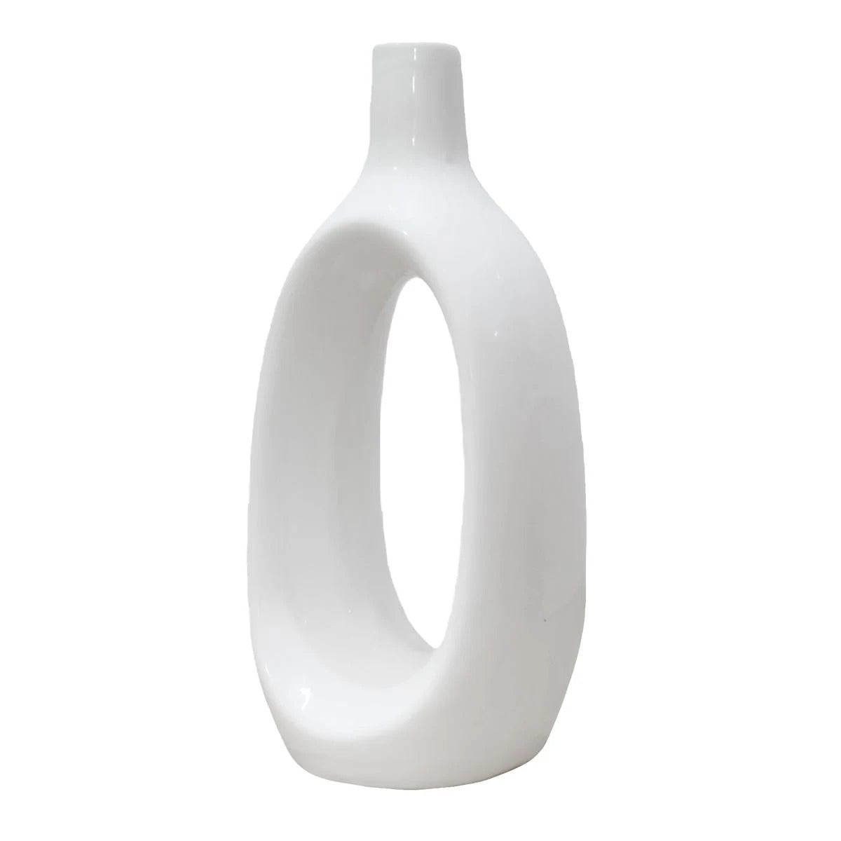 8.5-Inch Modern Ivory White Ceramic Tabletop Vase