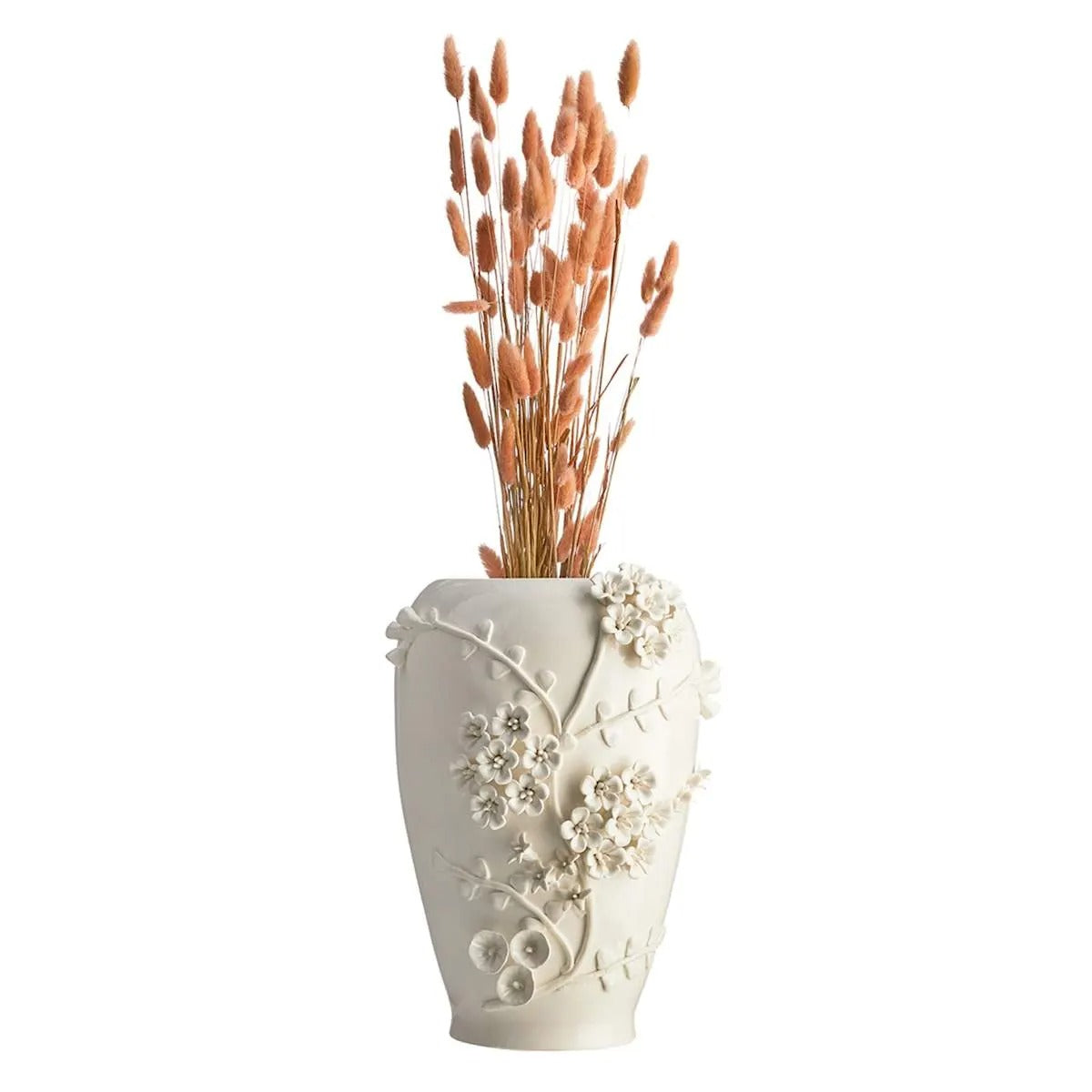 Modern 13.7 Inch White 3D Flower Ceramic Tabletop Vase