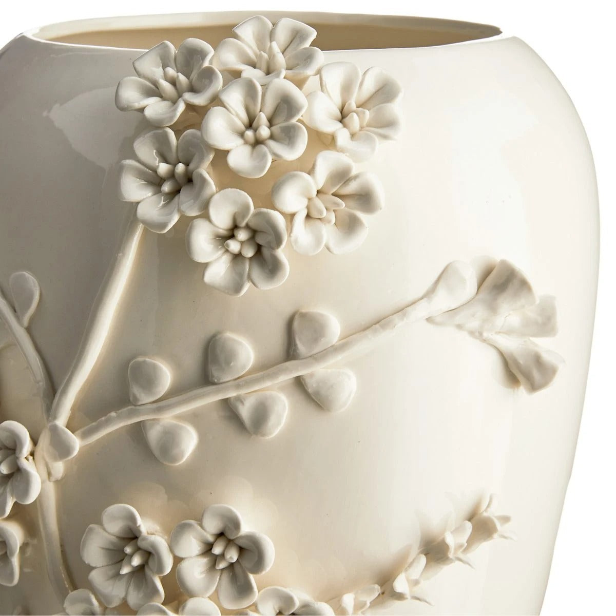Modern 13.7 Inch White 3D Flower Ceramic Tabletop Vase