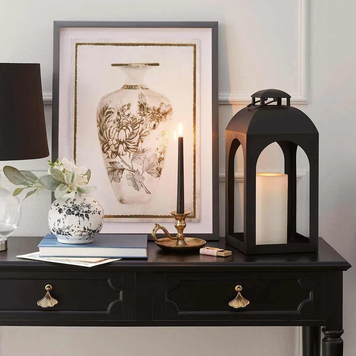 Modern 17 Inch Black Metal Arch Candle Lantern – Tabletop Decor