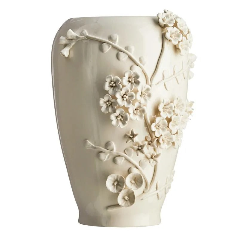 Modern 13.7 Inch White 3D Flower Ceramic Tabletop Vase