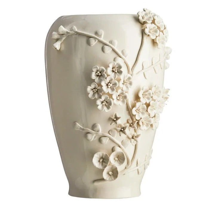 Modern 13.7 Inch White 3D Flower Ceramic Tabletop Vase