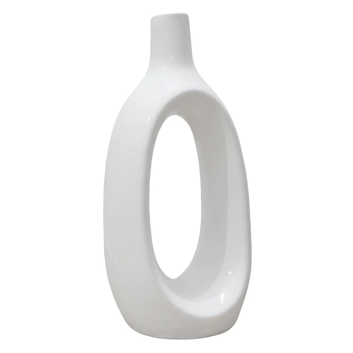 8.5-Inch Modern Ivory White Ceramic Tabletop Vase