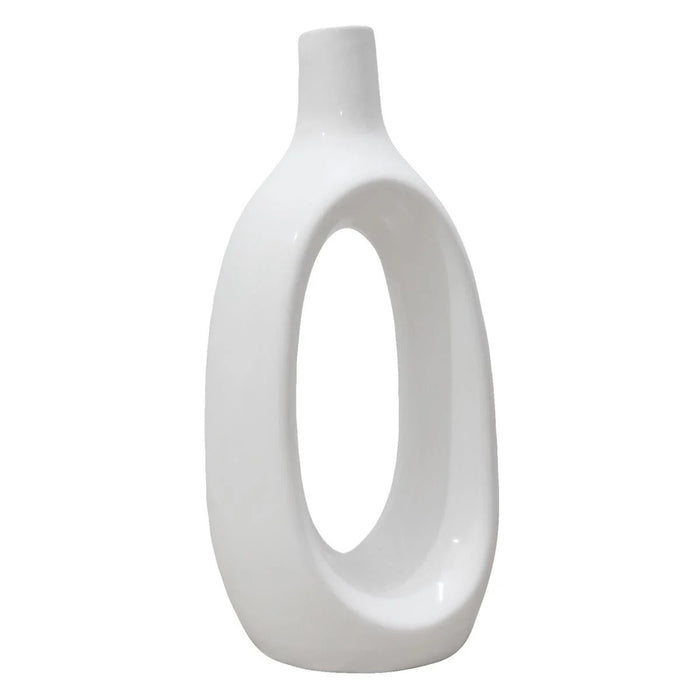 8.5-Inch Modern Ivory White Ceramic Tabletop Vase