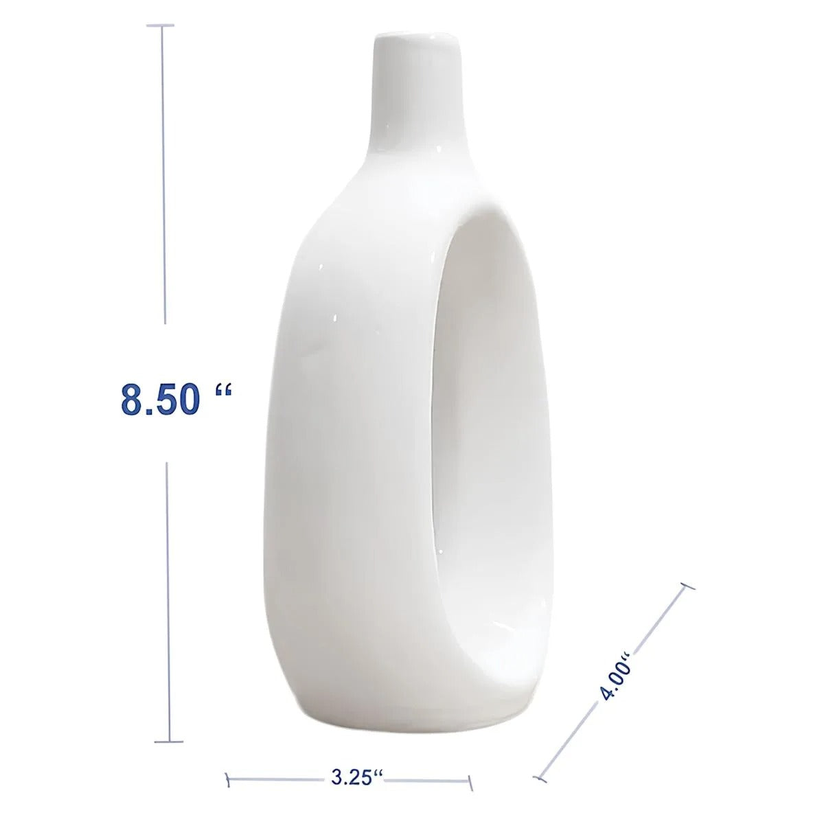8.5-Inch Modern Ivory White Ceramic Tabletop Vase
