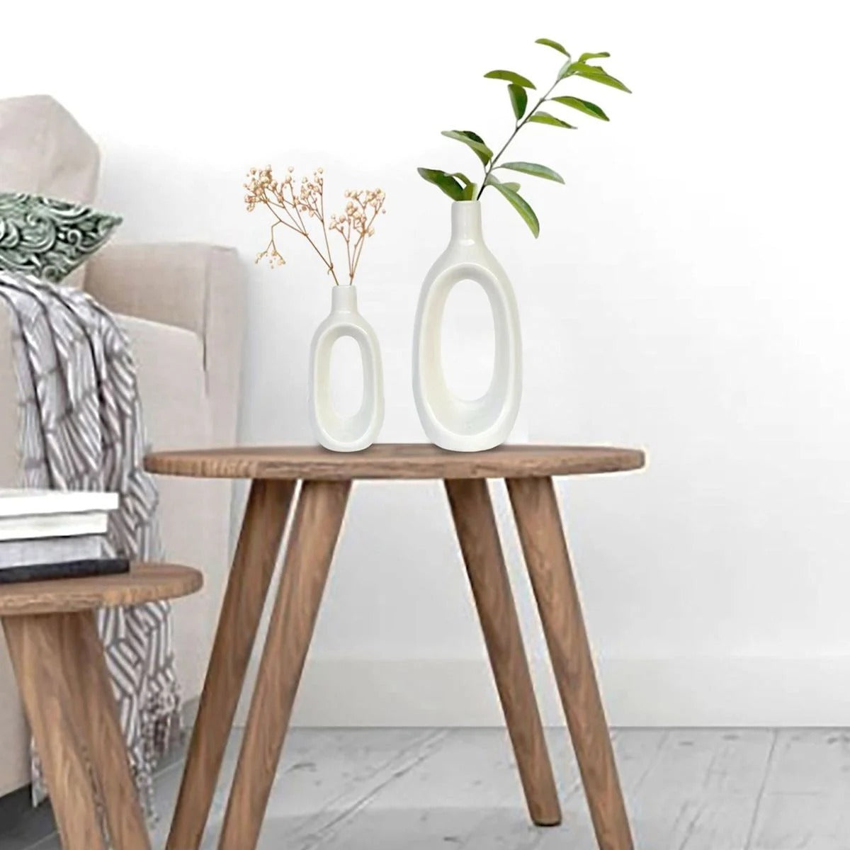 8.5-Inch Modern Ivory White Ceramic Tabletop Vase