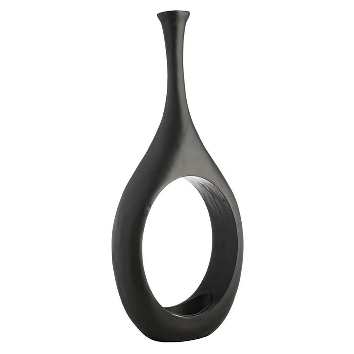 48-Inch Modern Open Circle Ceramic Style Floor Vase