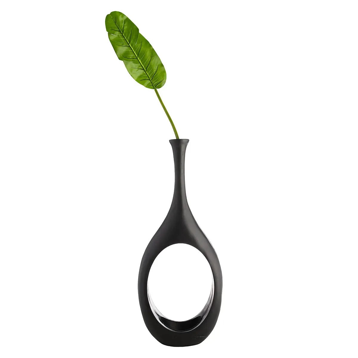 48-Inch Modern Open Circle Ceramic Style Floor Vase